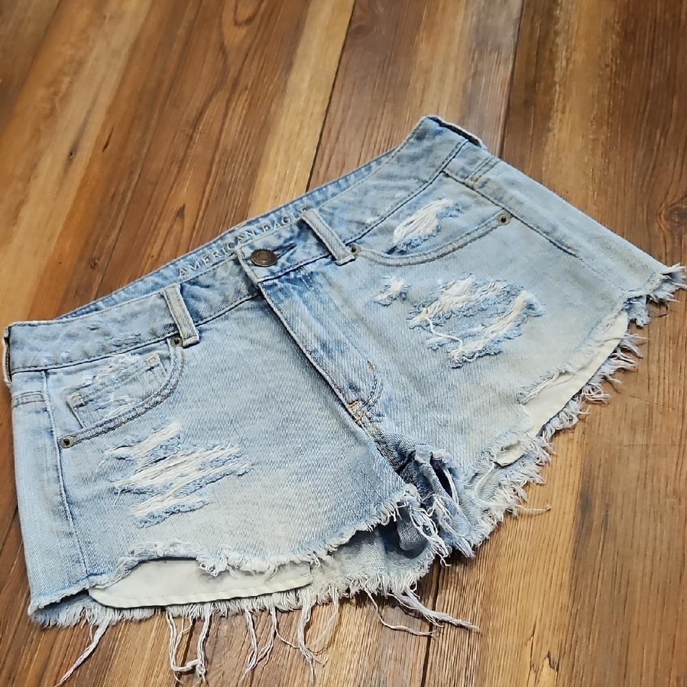 American Eagle Distressed Light Blue Denim Shorts